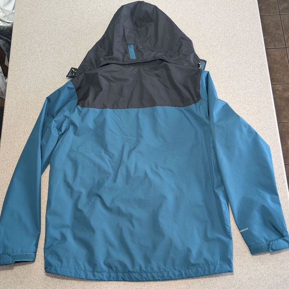 Eddie Bauer Teal/Black Weatheredge Men's Large Rain Jacket With Removable Hood - Picture 9 of 15